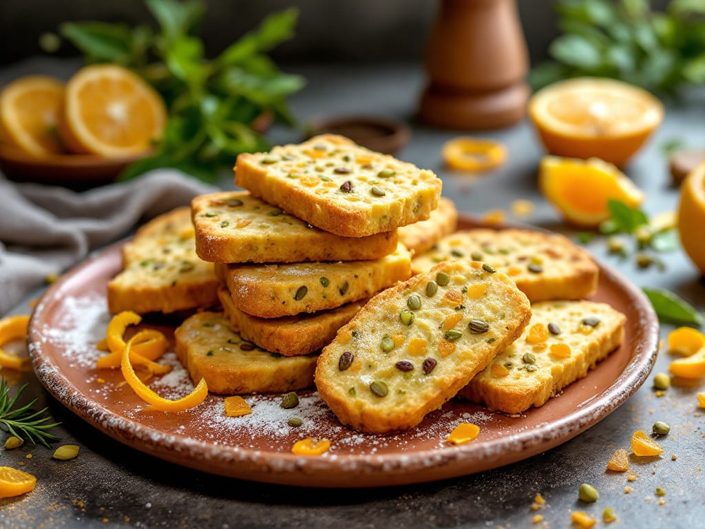 Biscotti al pistacchio e arancia candita