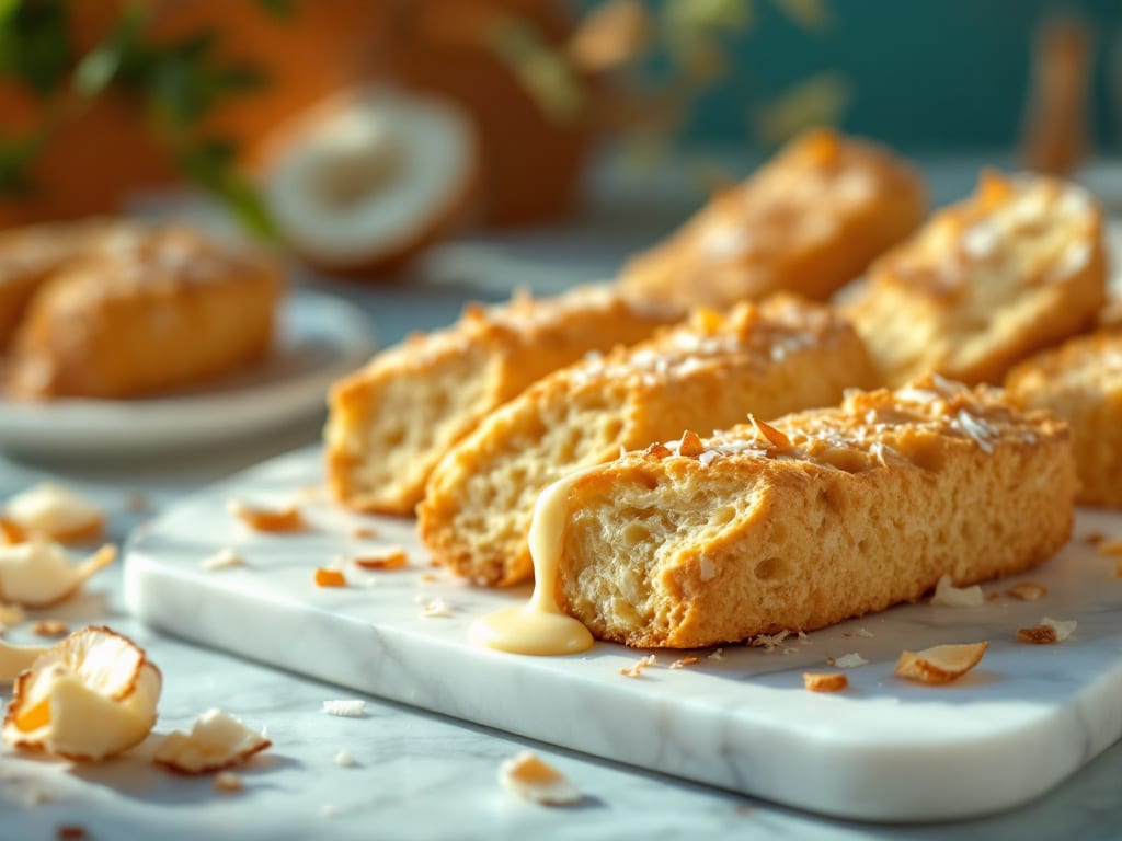 Biscotti al cocco e vaniglia con gocce di cioccolato bianco