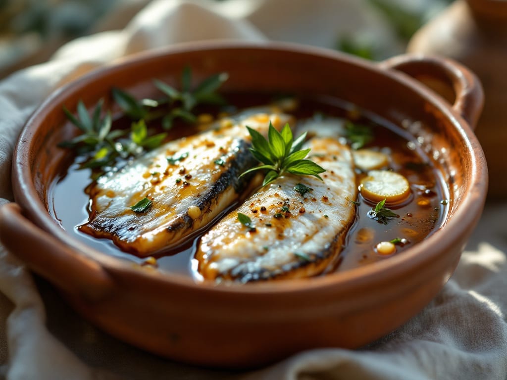 Cefalo alla scapece con cipolle e peperoncino