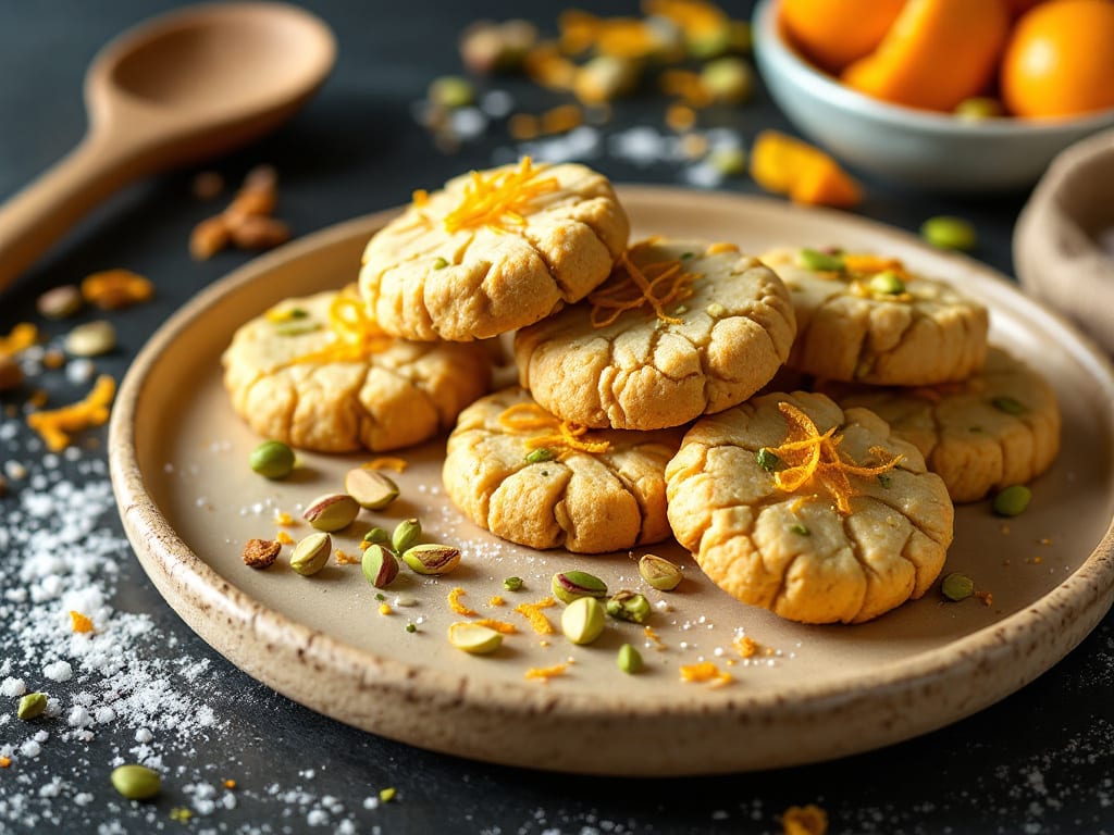 Biscotti al pistacchio e arancia con farina di miglio