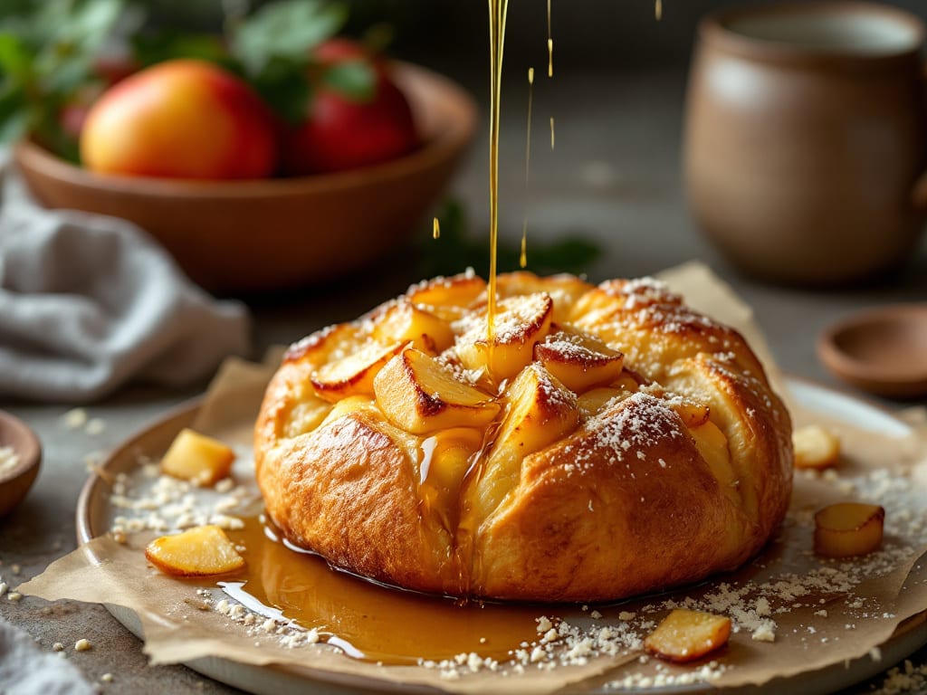 Brioche all'asiago e miele con pere