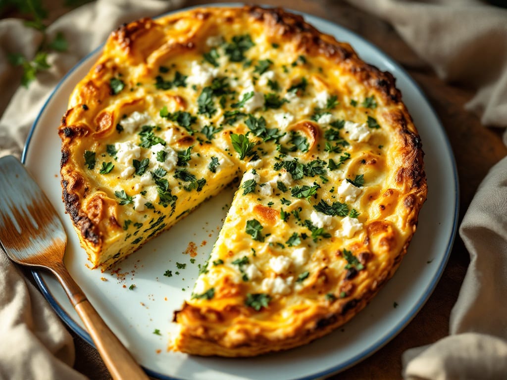 Frittata di soia verde e formaggio di capra