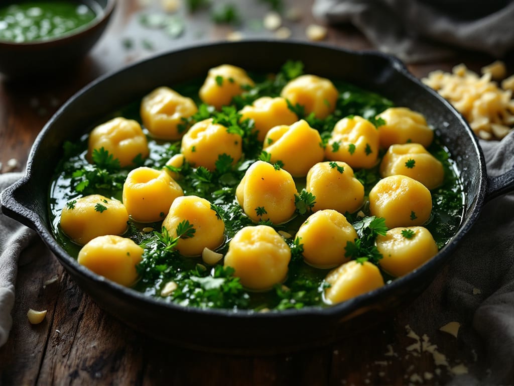 Gnocchi di patate con sugo alla soia verde