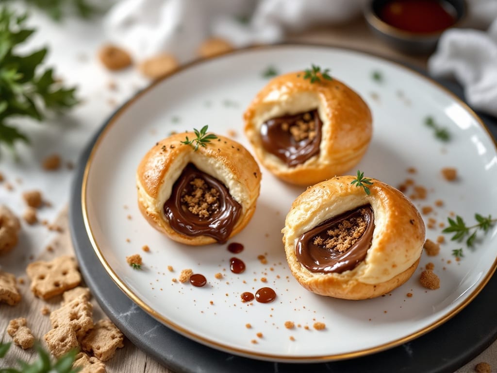 Bignè ripieni di Nutella e biscotti tritati