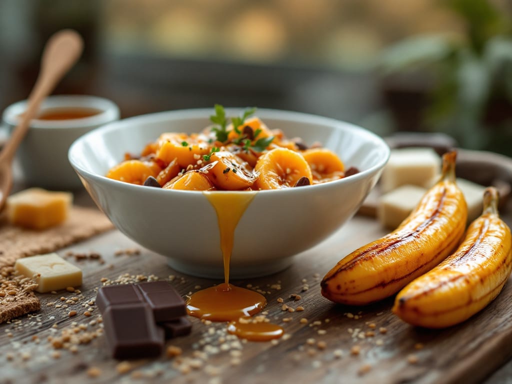 Biscotti al cioccolato e banana caramellizzata