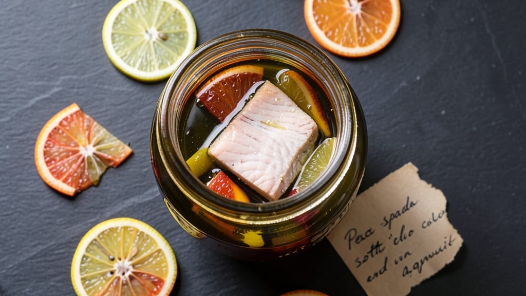 Pesce spada sott'olio con agrumi