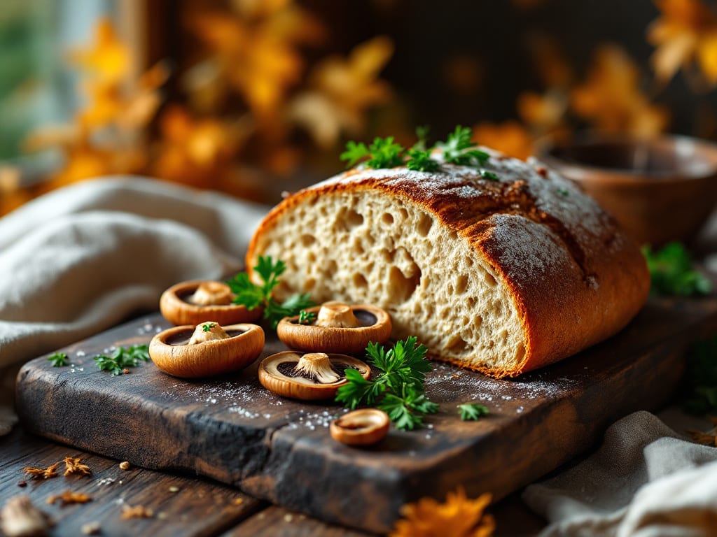 Panino con funghi porcini e prezzemolo
