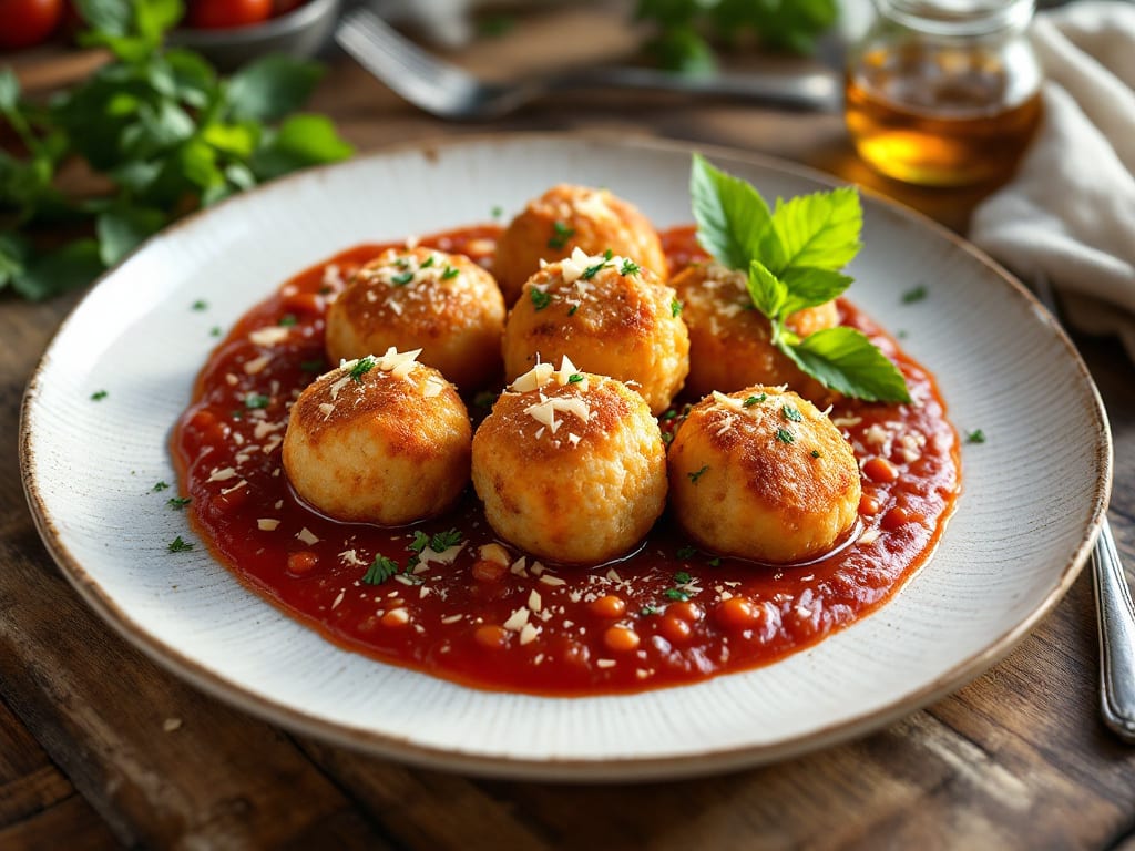 Polpette al sugo con asiago e prezzemolo