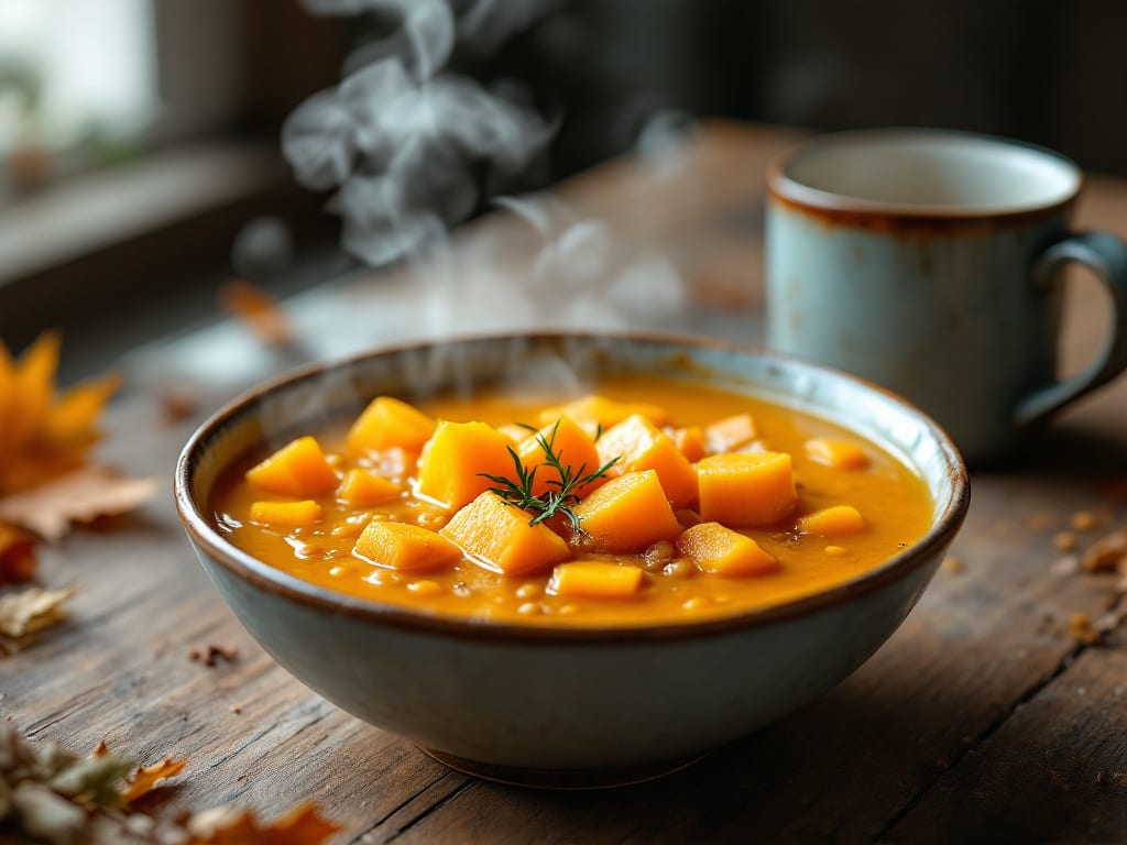 Zuppa di lenticchie arancioni e zucca