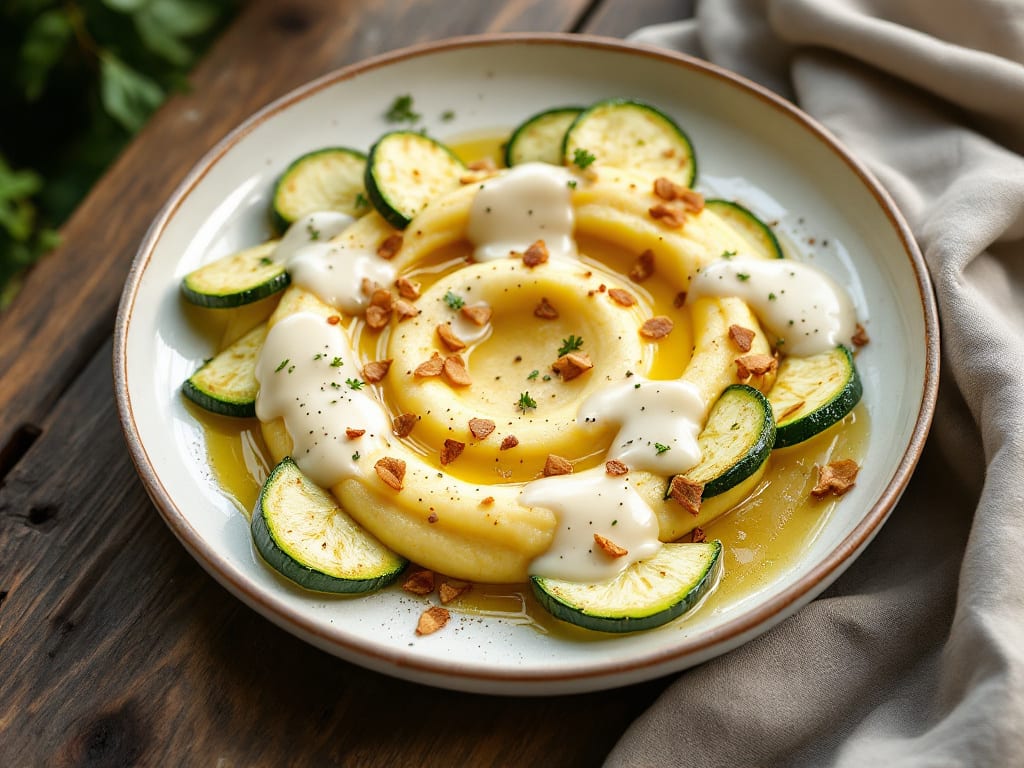 Polenta e zucchine al latte di mandorla
