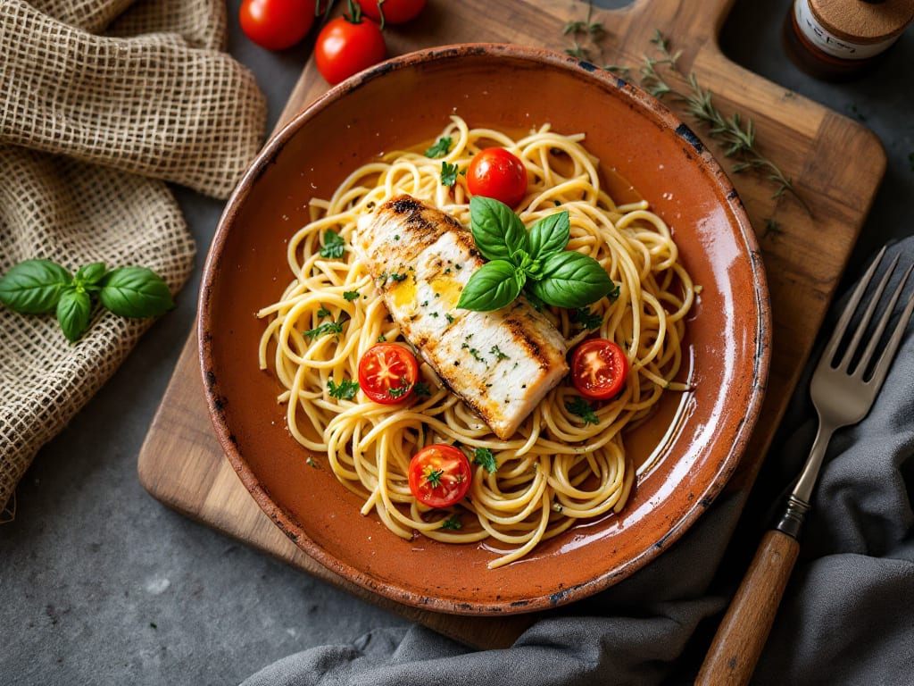 Busiate al pesce spada e pomodorini