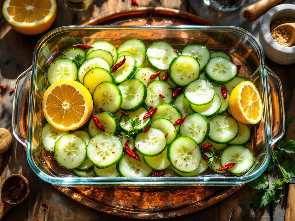 Cetrioli fermentati al limone e peperoncino