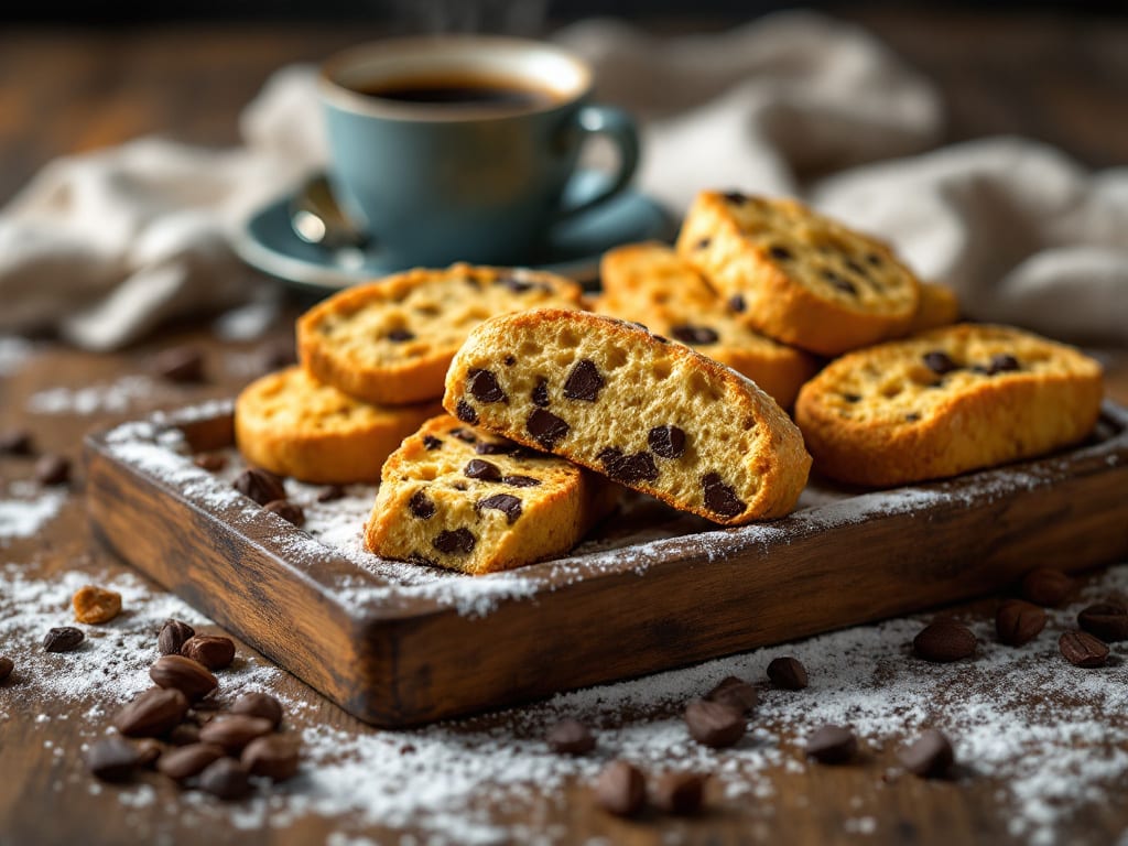 Biscotti al cacao e caffè con pezzetti di cioccolato
