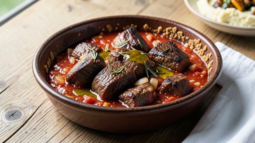Fricandò ricetta marchigiana: agnello stufato con pomodoro e vino bianco