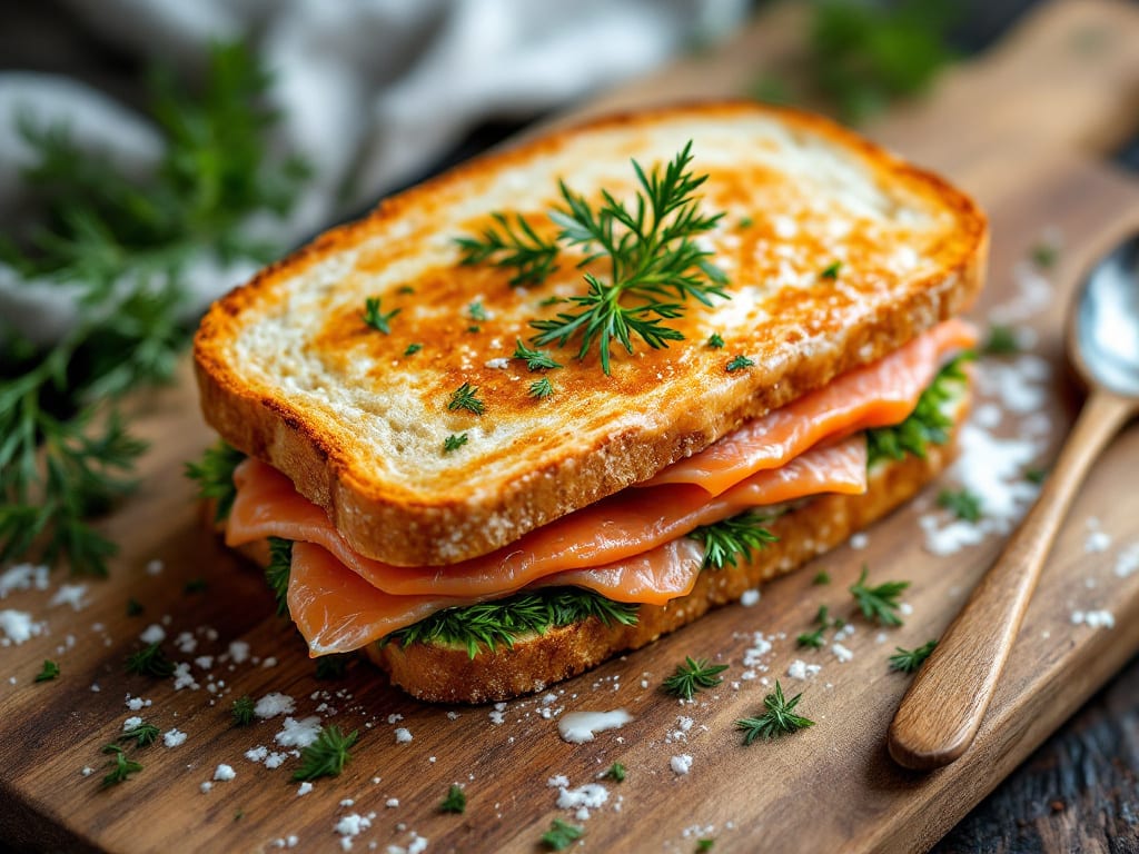 Panino con salmone affumicato e aneto