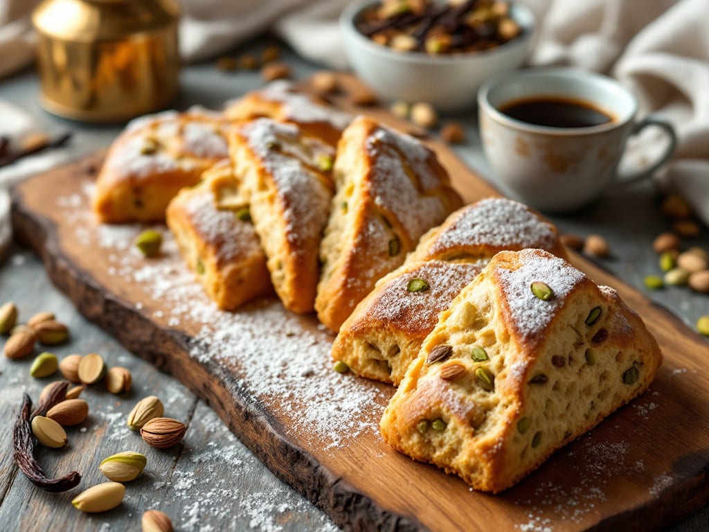 Biscotti alla vaniglia e fiordilatte con pistacchi