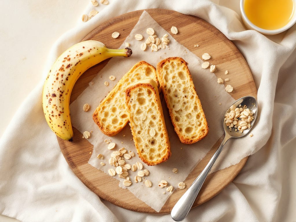 Fette biscottate di banana e fiocchi d'avena