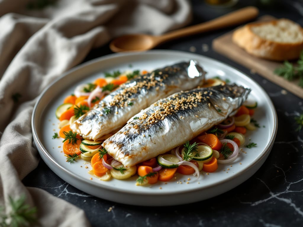 Pesce persico al cartoccio con verdure
