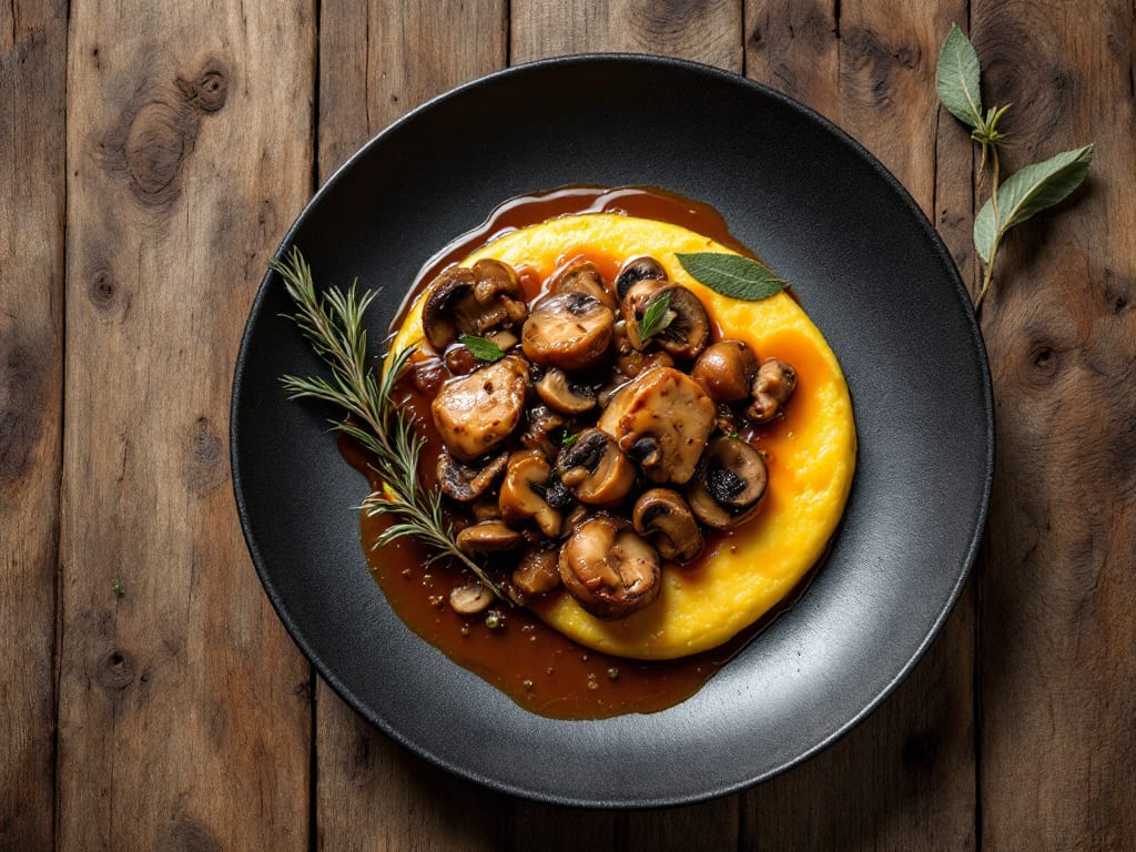 Polenta ripiena di ragù di cinghiale e funghi