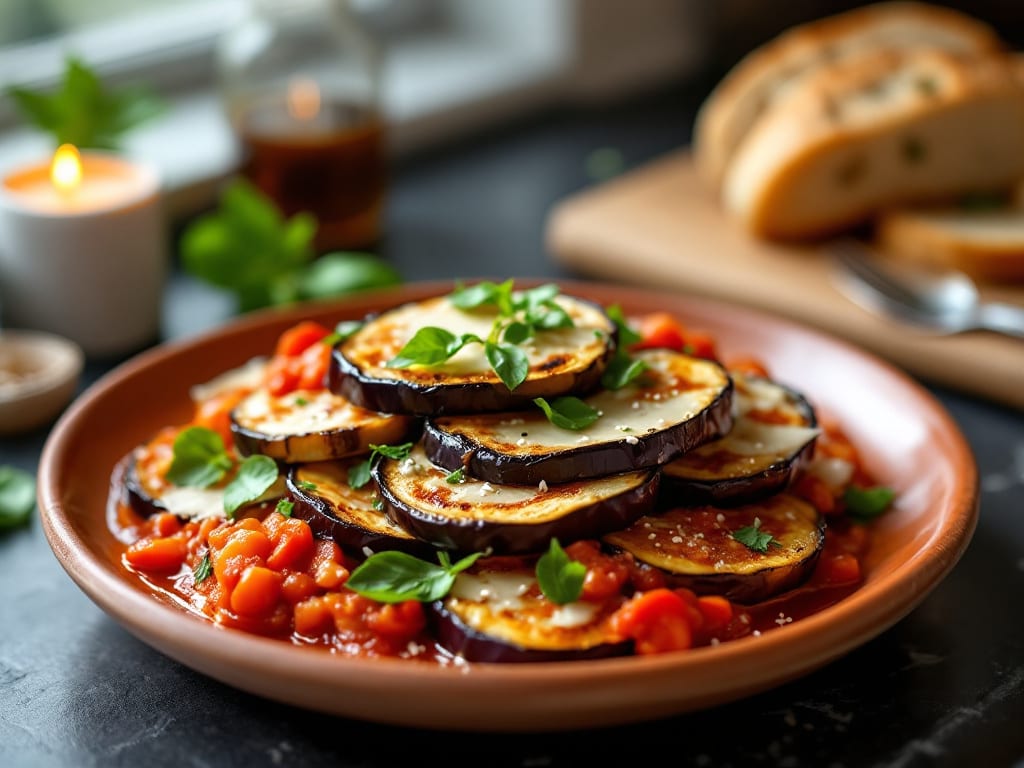 Melanzane alla parmigiana con asiago e basilico