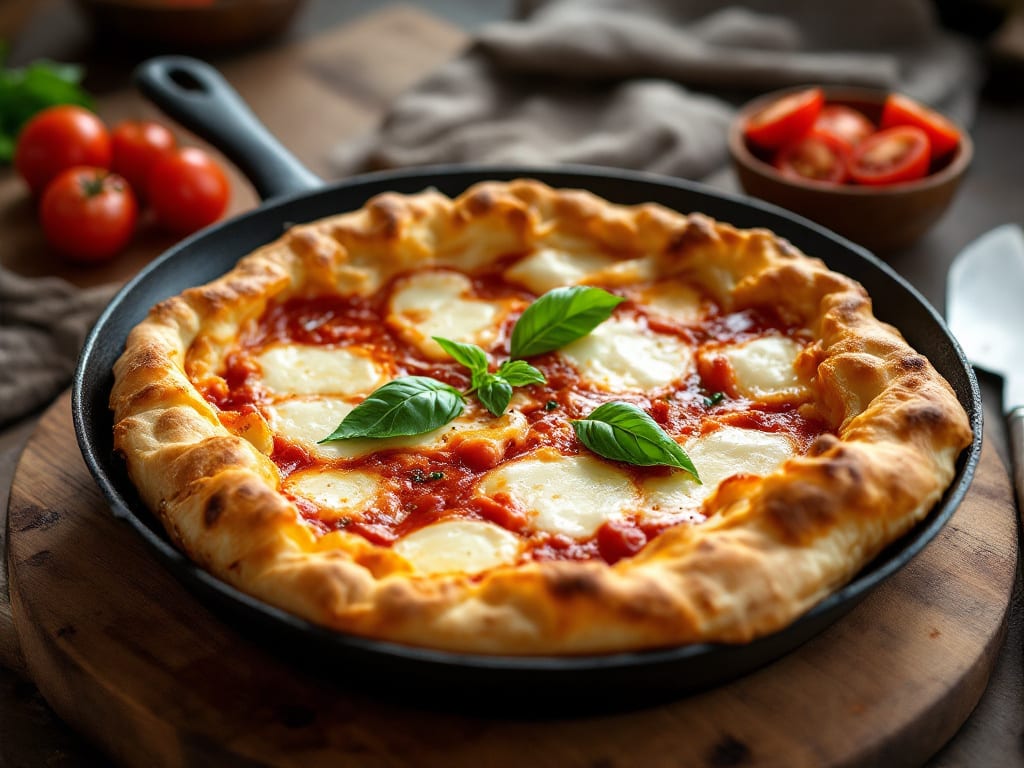 Pizza fritta con ripieno di mozzarella e pomodoro
