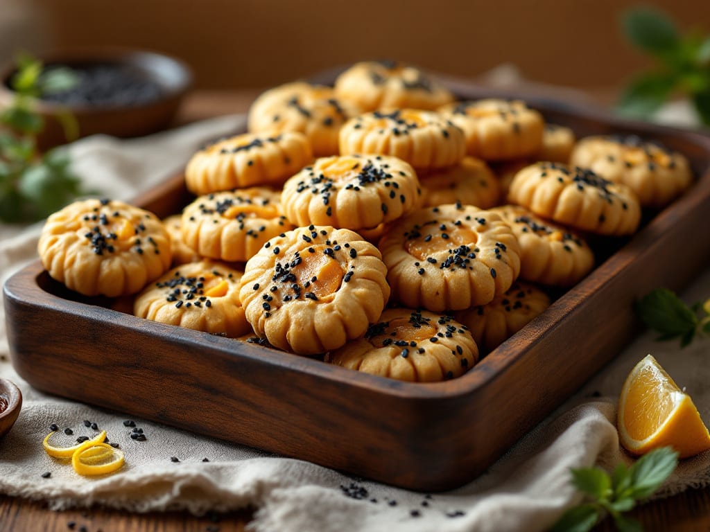 Biscotti al sesamo nero e zenzero candito