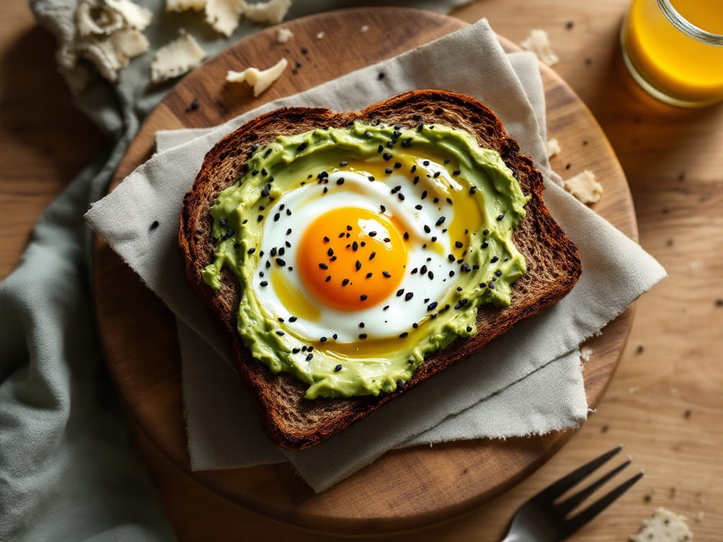Panino alla segale con crema di avocado e uova
