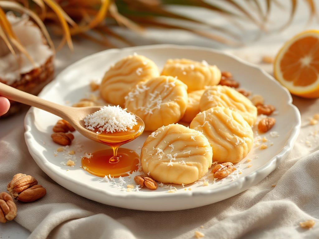 Biscotti al cocco e noci caramellate