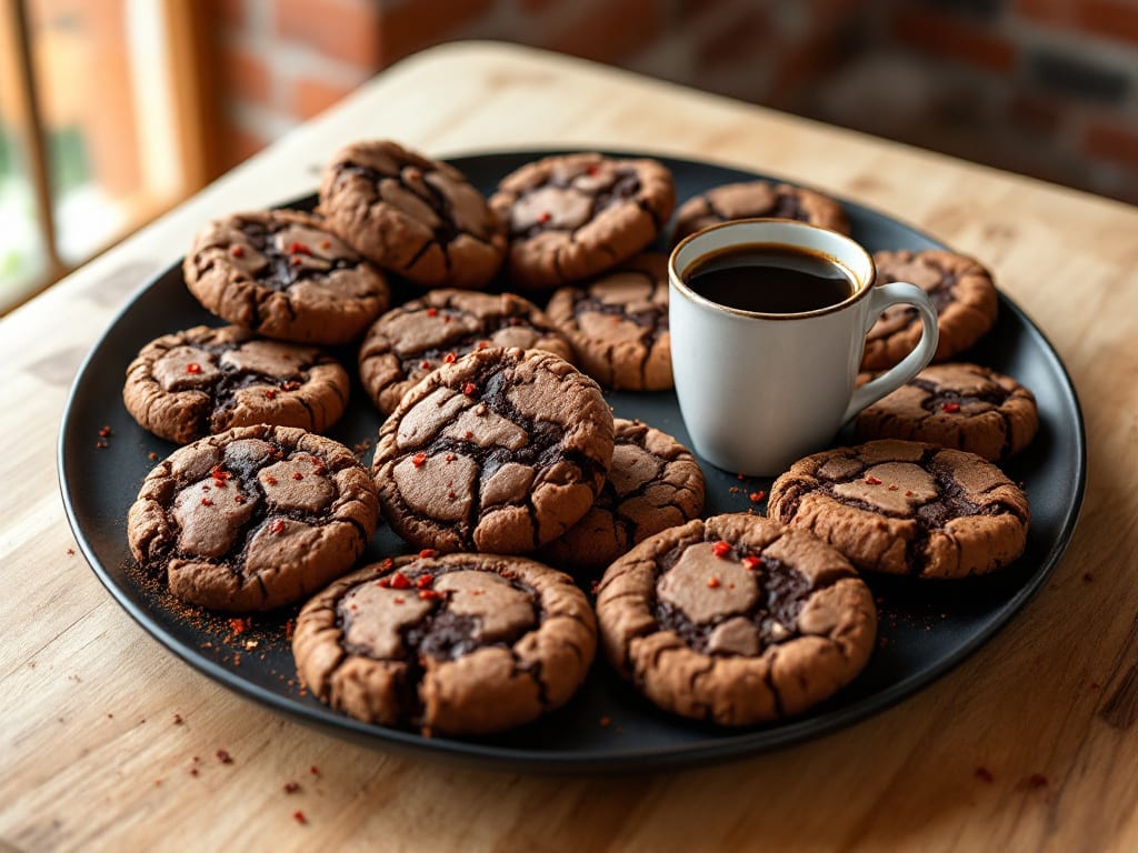 Biscotti al cacao e caffè con peperoncino