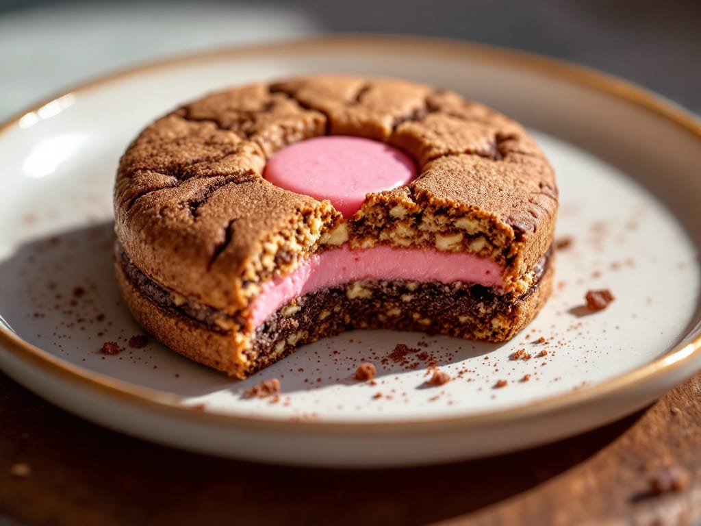 Biscotti al cacao e nocciola con cuore di marzapane