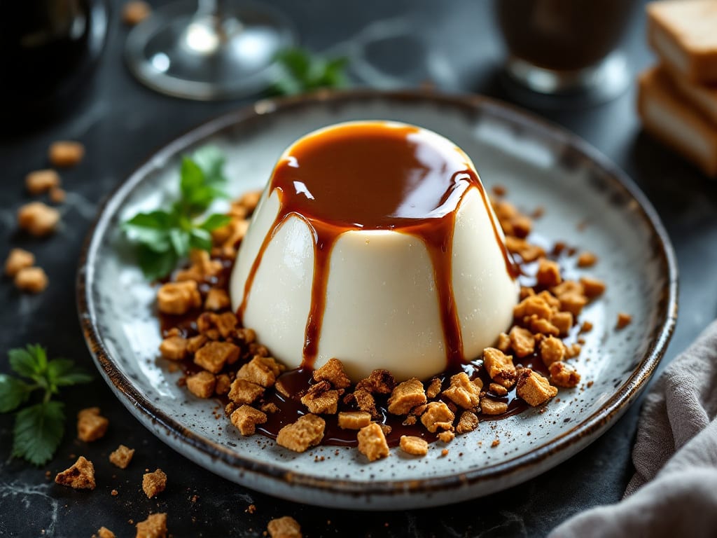 Panna cotta con biscotti e Nutella fusa