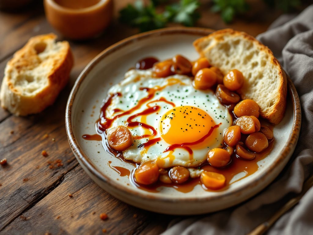 Uova al tegamino con cipolle caramellate