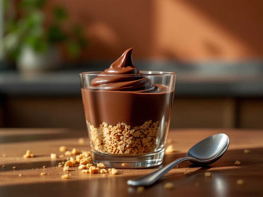 Mousse al cioccolato e biscotti tritati