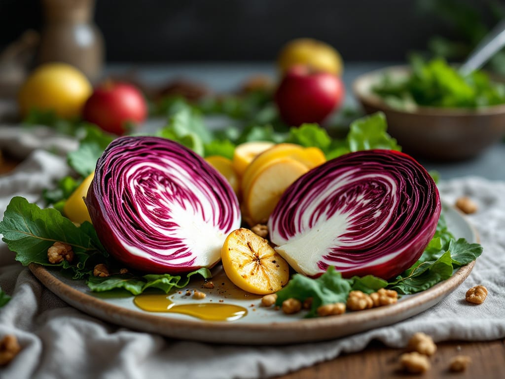Insalata di radicchio e mele con grana e noci