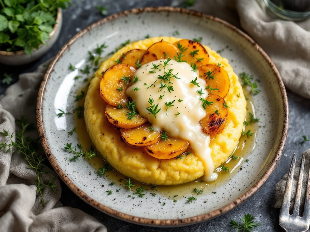 Polenta al forno con formaggio e patate