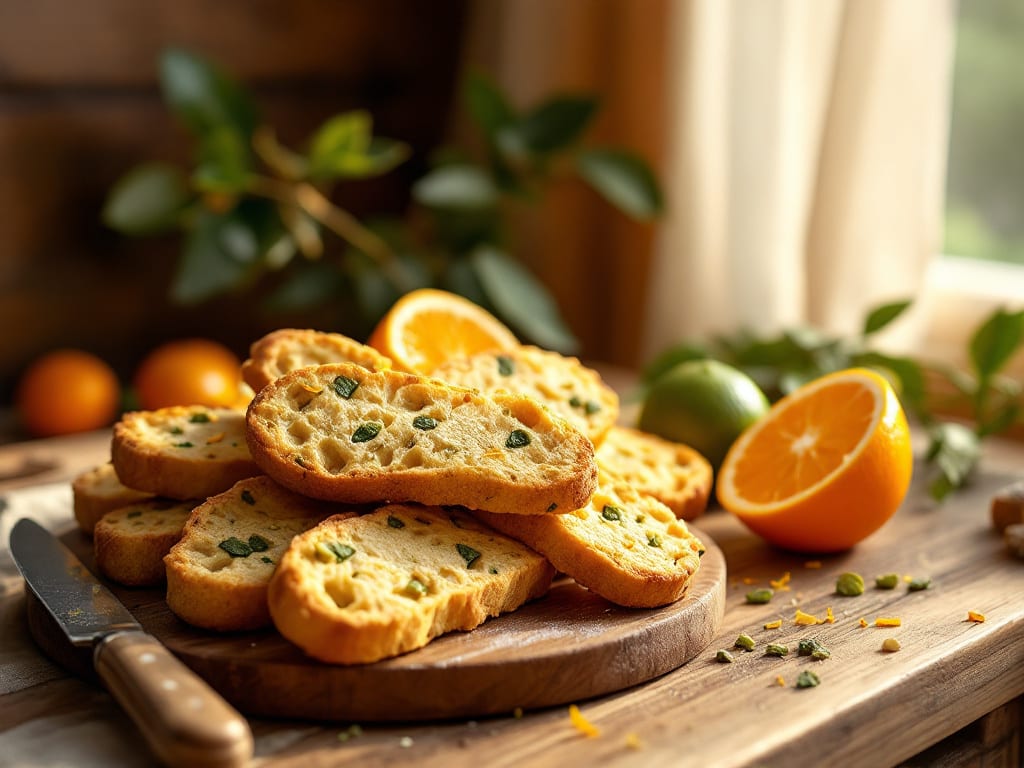 Biscotti al pistacchio e arancia