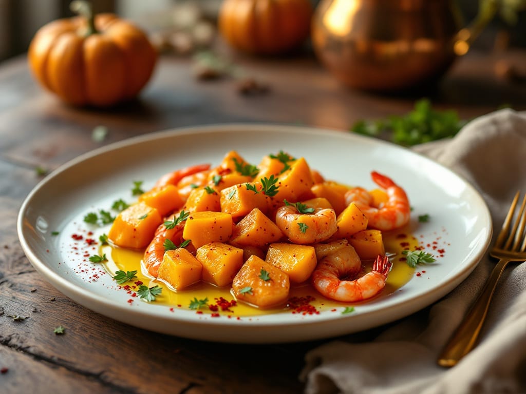 Busiate alla zucca e gamberetti