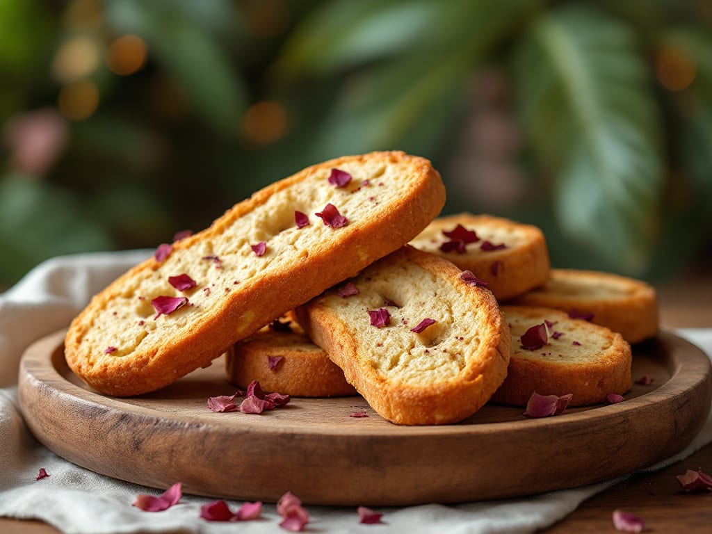 Biscotti al mandorla e rose essiccata