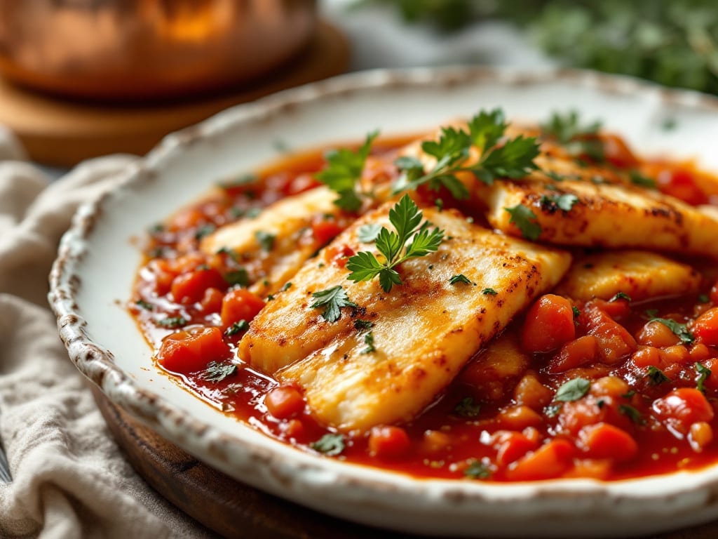 Pesce gallinella alla pizzaiola veloce