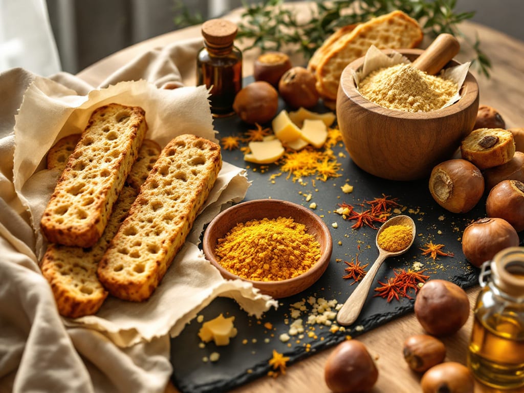 Biscotti al carciofo e zafferano con farina di castagne
