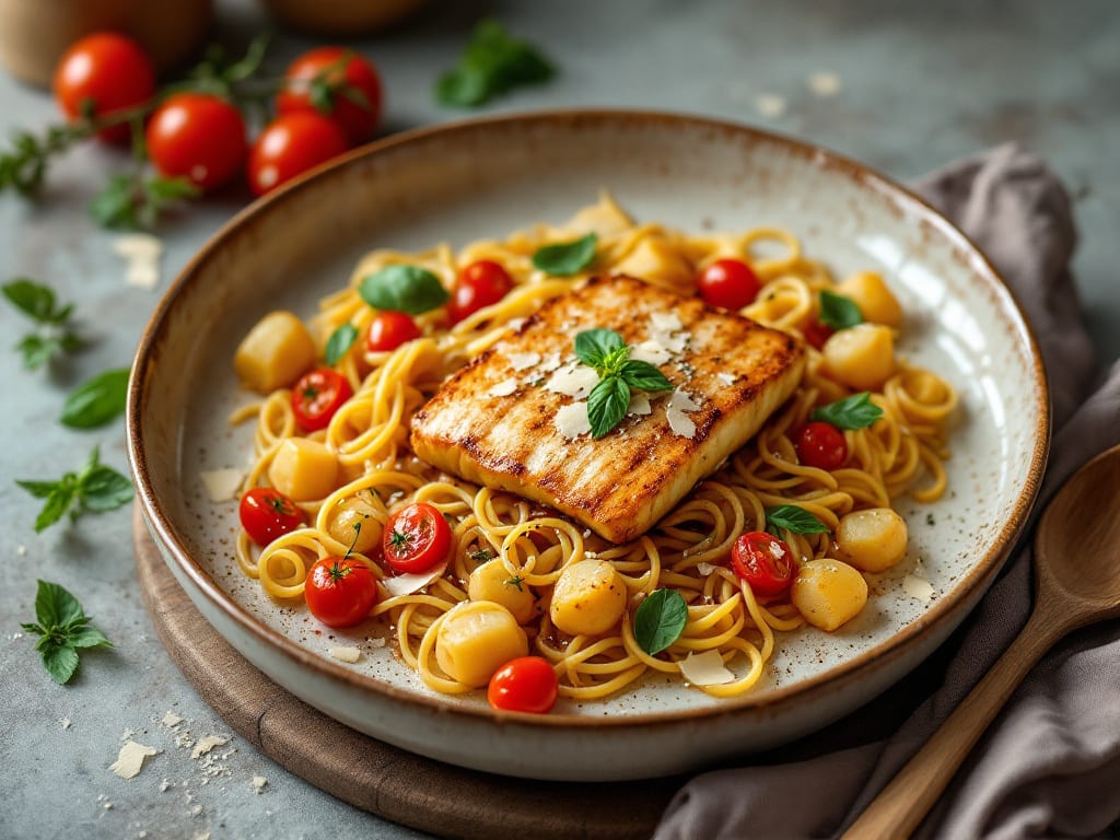 Busiate al pesce al forno con patate